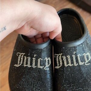 Juicy Couture Black Rhinestone Slip-Ons